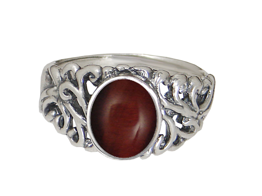 Sterling Silver Gemstone Ring With Red Tiger Eye Size 7 Sterling Silver Gemstone Ring With Red Tiger Eye Size 7